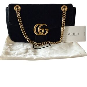 COPY - Gucci marmot black velvet chain two way bag size medium